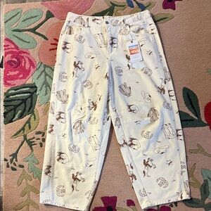 Cali1850 Cream Western Print Women's Jeans